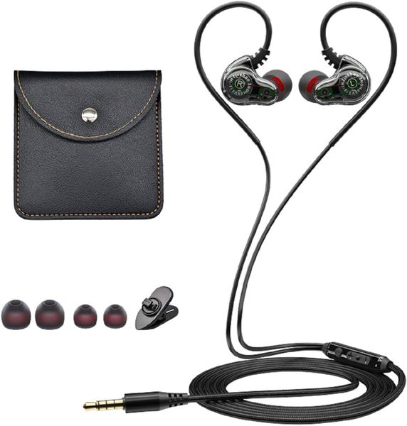Dual Driver Wired Headphones with Cable and Strap Ear Hook For Sports