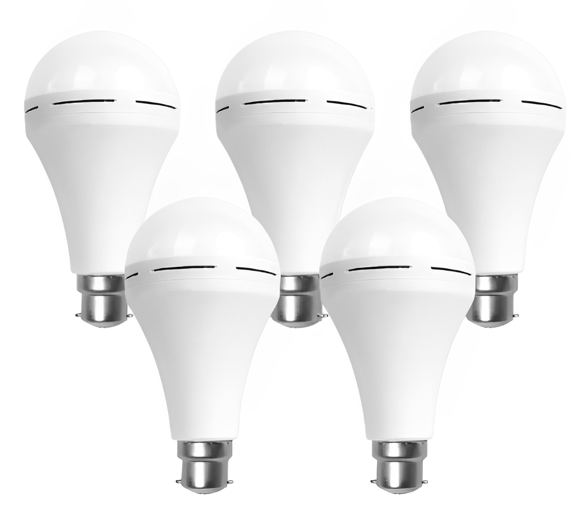 Five Loadshedding LED 20W Rechargeable Bulbs with Battery,