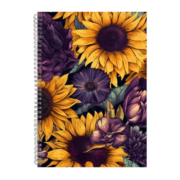 Yellow Sunflowers And Purple Notebook Animal Gift Idea Notepad Pad 117