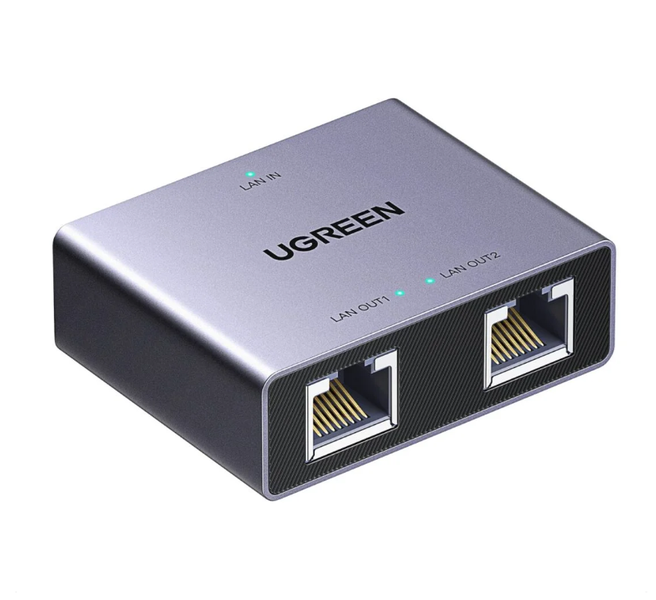 UGREEN 2-in-1 Gigabit LAN Splitter Adapter Share One Ethernet Port 1000Mbps
