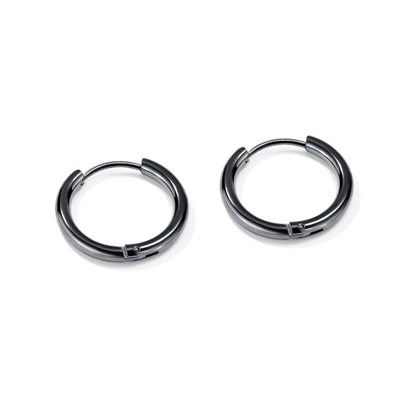Men's Black Hoop Earrings (ER-GE473-BK-A14)