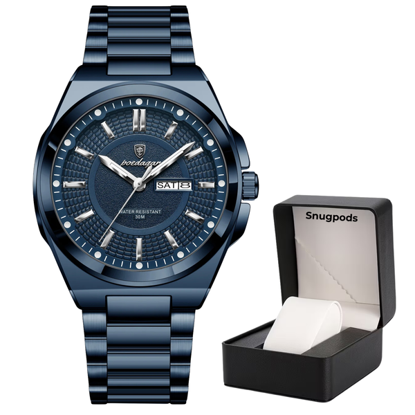Poedagar Imperial Men's Watch - Crystal Dial &amp; Snugpods Luxury Watch Box