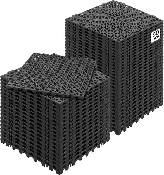 Interlocking Tile 50Pcs Black Drainage Tiles SplicingNon Slip Drainage Hole