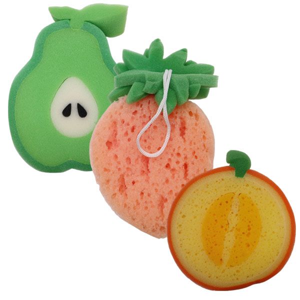 3 Pieces Cute Fruit Shaped Bath Sponge - Set A