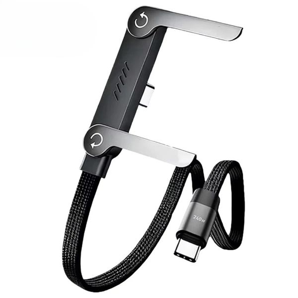 2-in-1 Fast Charging Cable 240W with Stand for Phones &amp; Laptops