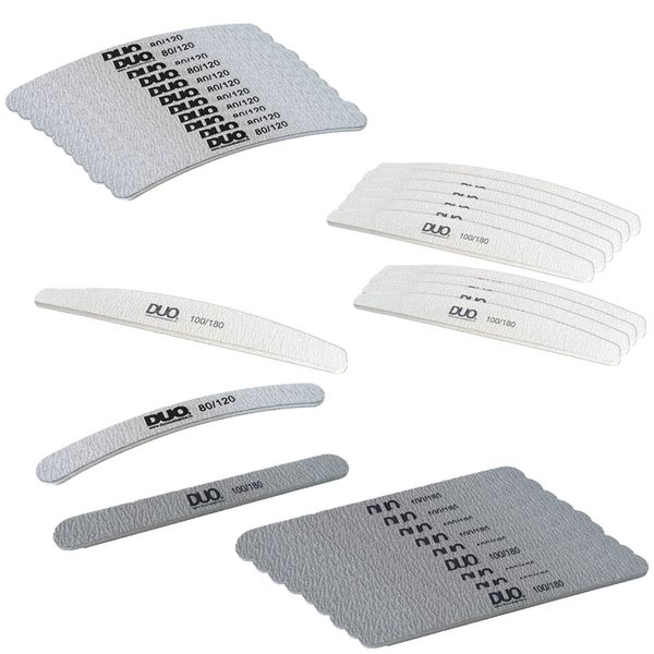 30 x Duo Nail File Double Sided Wedge + Curved + Straight Nail File Combo