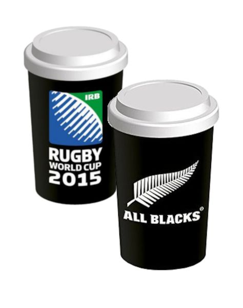 Rugby New Zealand Ceramic Travel Coffee Mug World Cup 2015 Silicone Lid