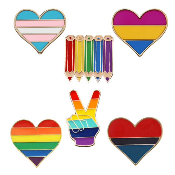 Fashion Pride LGBTQ Binary Retro Badge Pins Set of 6