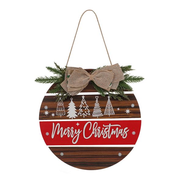 Christmas Front Door Hanging Wreath Decorative Wooden Door Signs