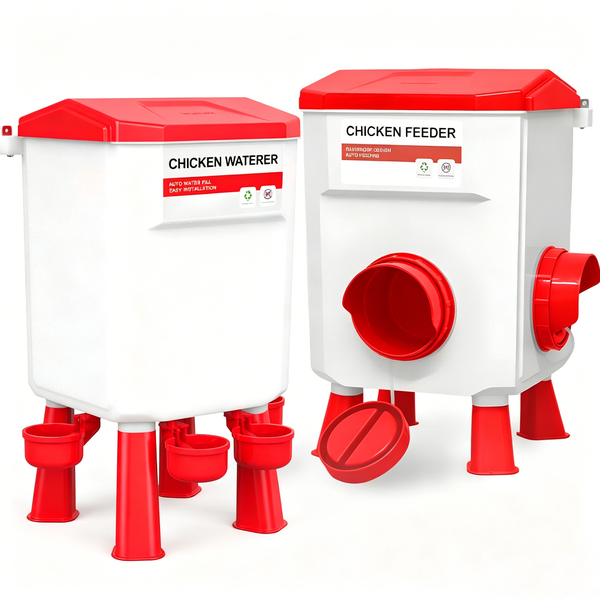JESSEJESSE Chicken Feeder and Waterer Set, with Hanging Poultry Feeders