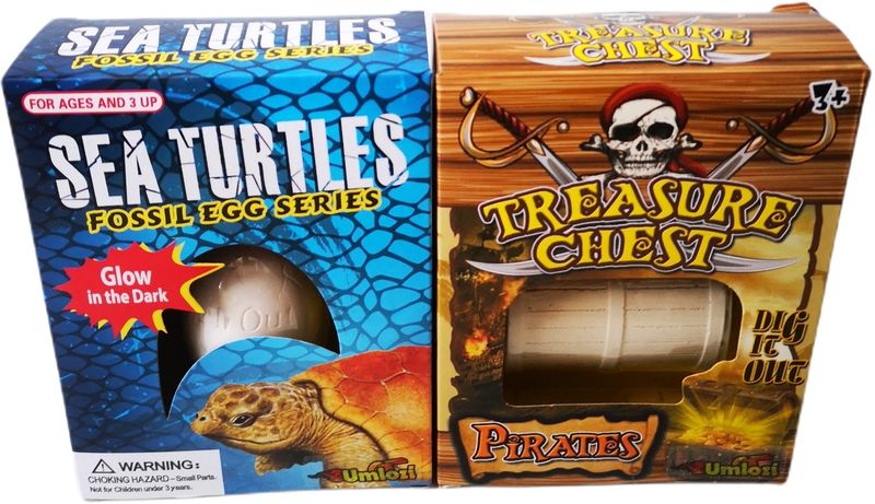Dig &amp; Discover Set Of 2 - Sea Turtle &amp; Treasure Chest