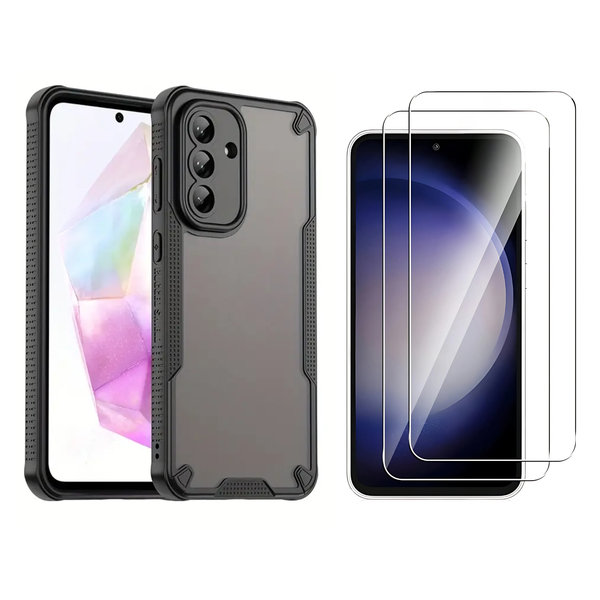 GENMER Rugged Shield Cover Compatible With Galaxy S24 FE + 2 Tempered Glass