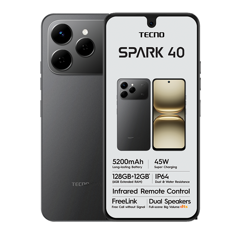 Tecno Spark 40 4G Dual Sim 128GB - Black