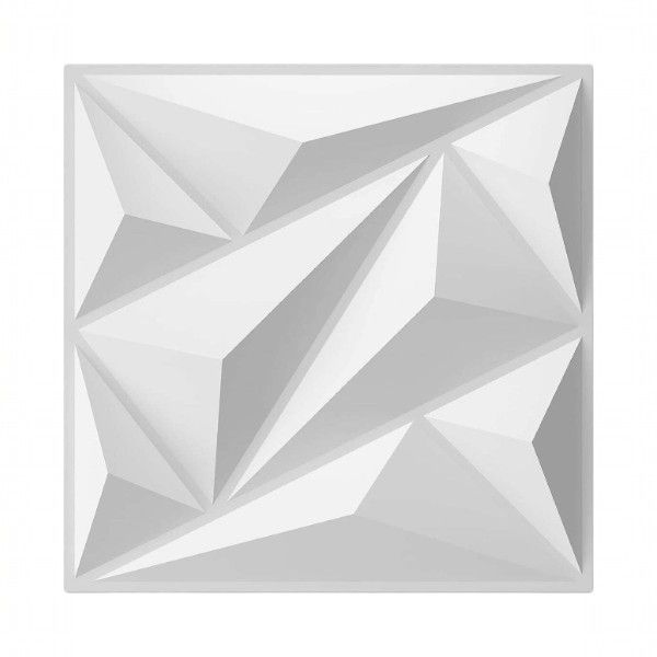 20 Piece Diamond Shaped 3D Wall Panels - 30cm x 30cm - White