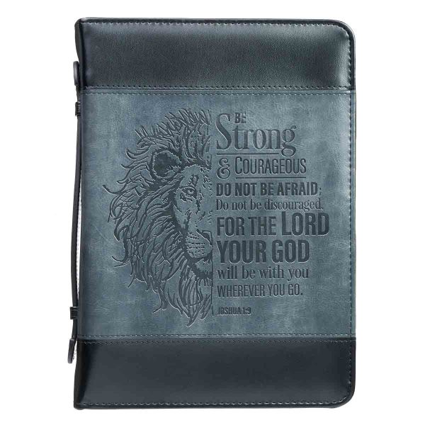 Be Strong And Courageous Large Bible Bag - Grey