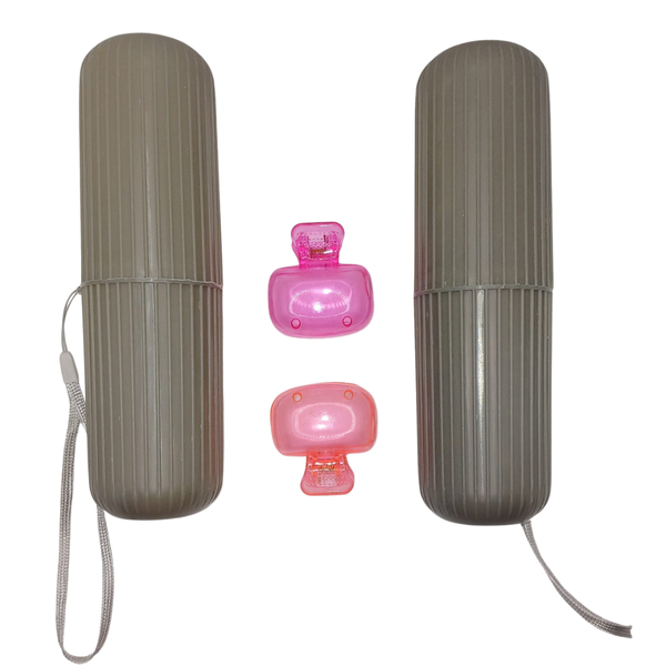 Travel Toothbrush Holder Set + Toothbrush Cover Caps (Assorted Colors)