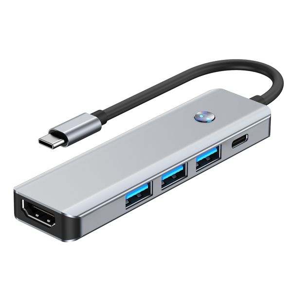 5-in-1 USB C Hub with PD 100W, 4K HDMI, One-Click Screen Off, Fast Transfer