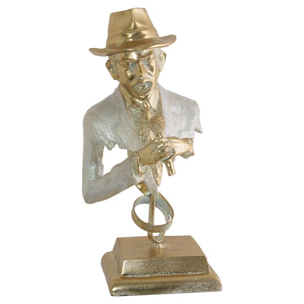 MC - Musician Singing on Plinth - Gold