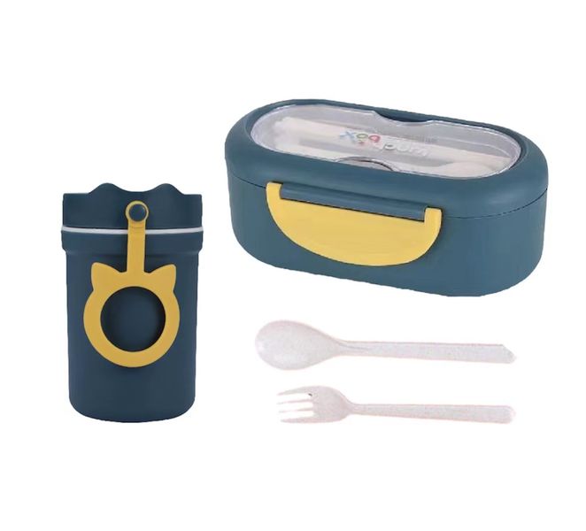 Wheat Straw BPA Free Bento Lunch Boxes Set with Soup Cup, Spoon and Fork