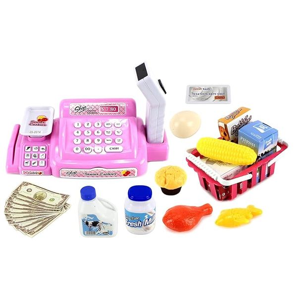 SUPER-Market Cash Register Play Set Toy - Pretend Play - Toys for Girls - 24 Pieces