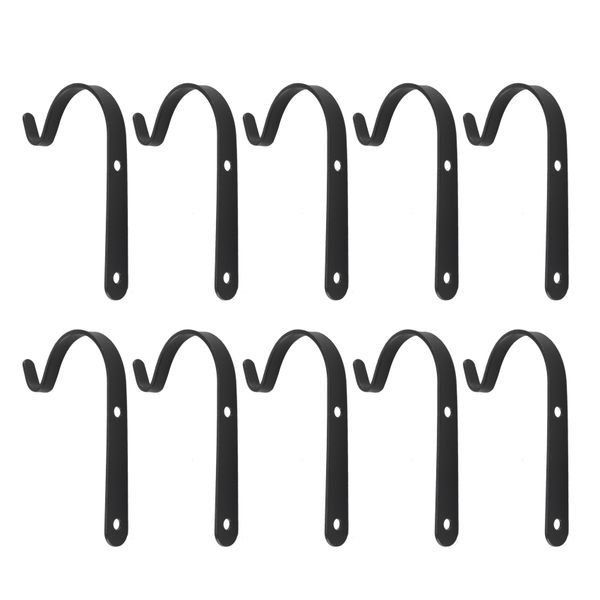 Set Of 10 Hanging Basket Hooks Iron Wall Hanging Curved Up Plant Hook