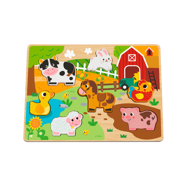 hi Pando - Chunky Wooden Puzzle - Farm Animals - 8pcs
