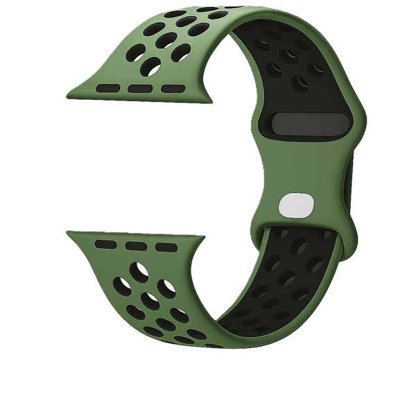 Green/Black Breathable Silicone Watch Band Compatible with Apple-38/40/41mm