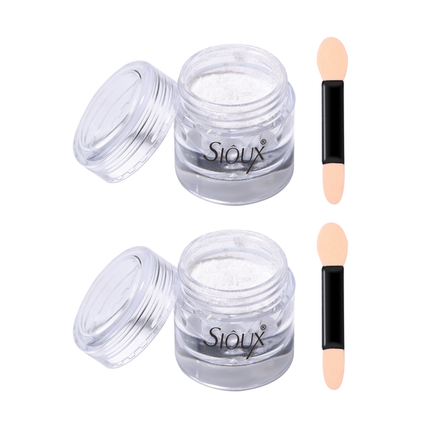 Sioux White Pearl Chrome Nail Powder - 2 Pcs Mirror Effect Shimmer Glitter