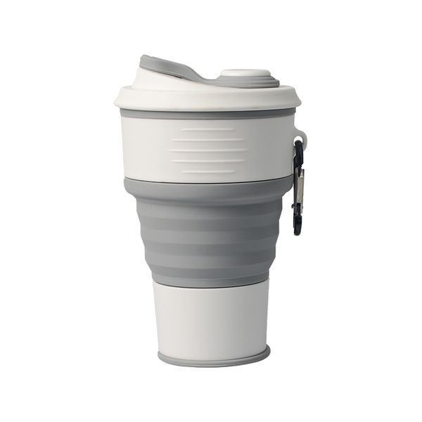 Grey Collapsible Travel Mug - 360ml, Break Resistant &amp; Leak Proof