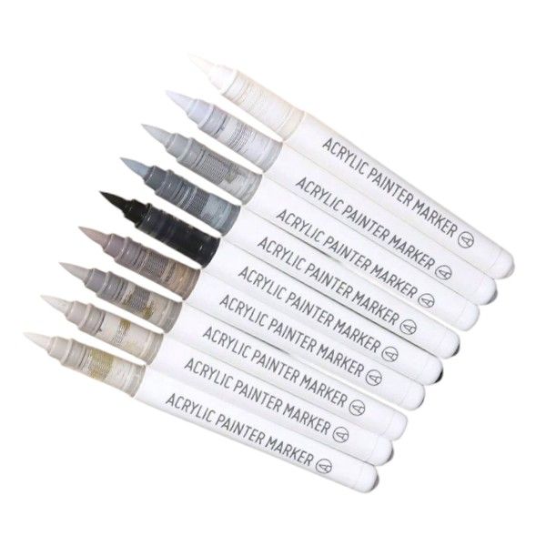 Water-Based Acrylic Painter Marker Set - Monochrome Tones