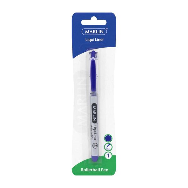 Marlin - Liqui-liners Roller Ball Pens 0.7mm -Blue (Pack Of 12)