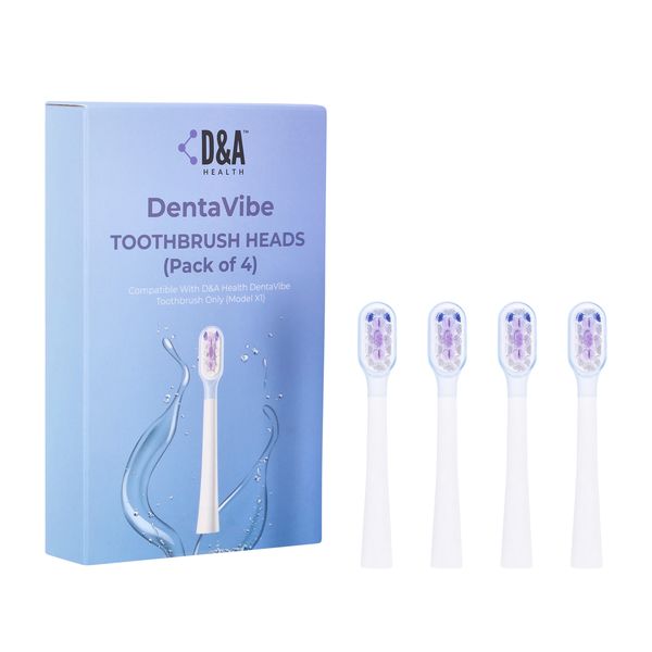 D&amp;A Health DentaVibe Toothbrush Heads Pack of 4 Replacement
