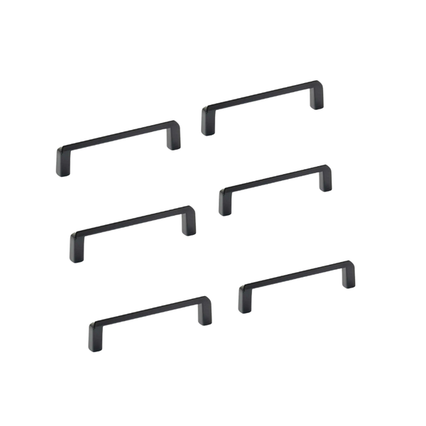 Pack of 6 Ann Cupboard Handles - Black or Brushed Gold -128mm