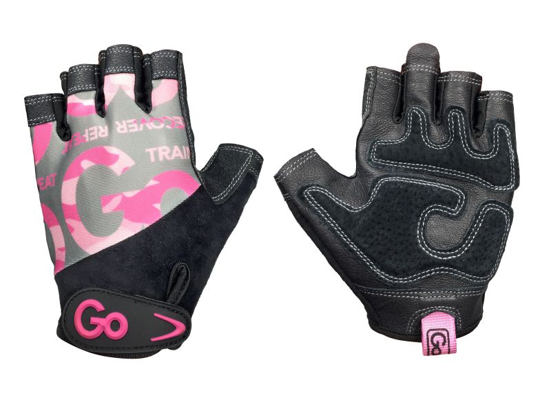 GoFit Women Elite Trainer Leather Fitness Gloves - Pink Camo