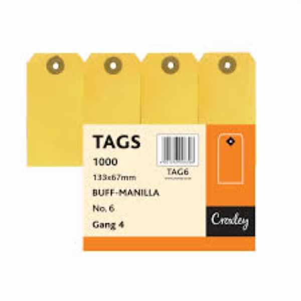 Croxley No 6 Manilla Tags Gangs of 4 - Buff