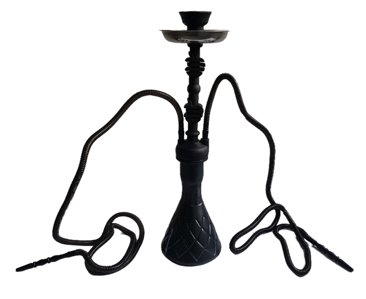 Black Rubber Tall Hookah - Hubbly Bubbly - Twin Pipe