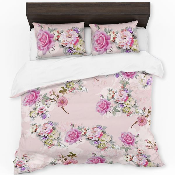 Silky Pink Rose Duvet Cover Set