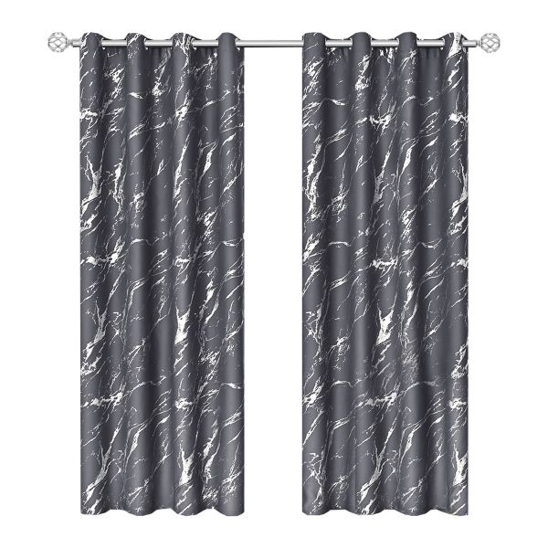 Blackout Sun Protection No-Drill Curtains in Gray Silver