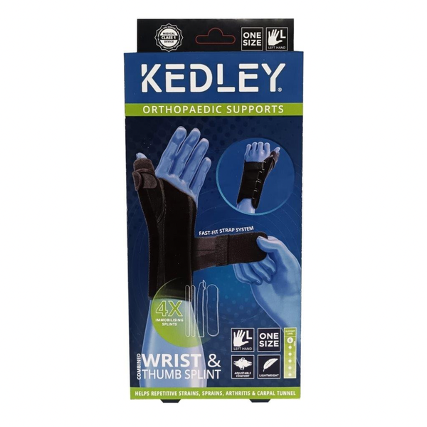 KEDLEY Combined Wrist &amp; Thumb Splint Brace - Left Hand