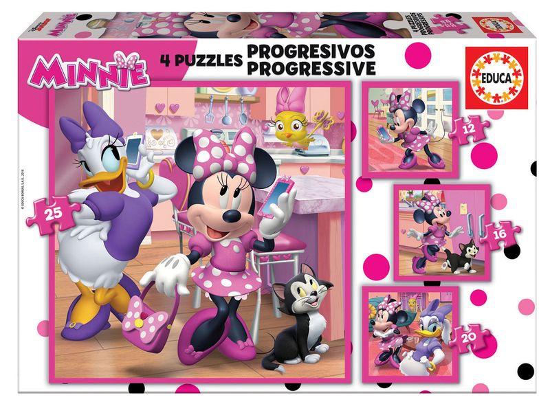Educa Multi Progressive Puzzles - Minnie Happy Helpers (4 Puzzles)