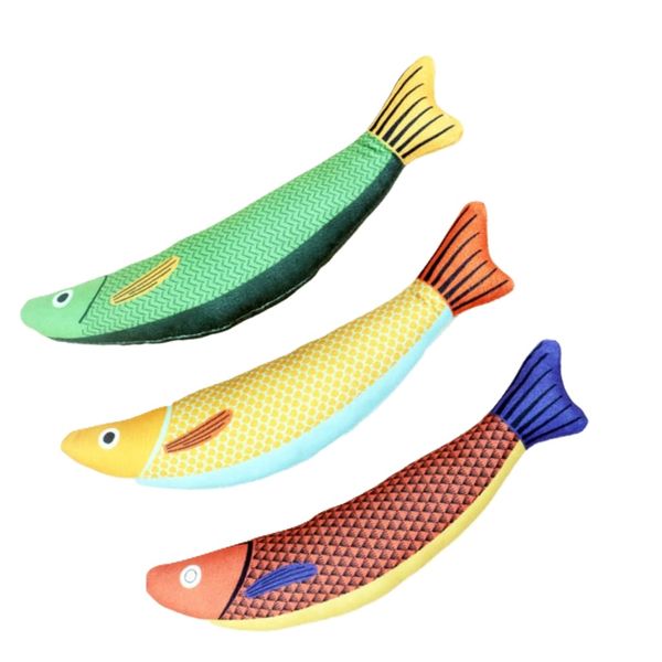 Cat Toys Saury Fish, 3 Pack, Catnip Crinkle Sound, Soft and Durable,