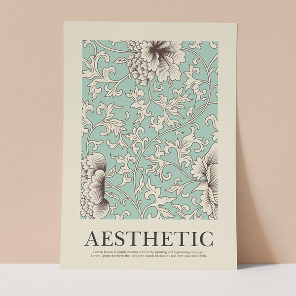 Astetic Floral Blue Wall Print
