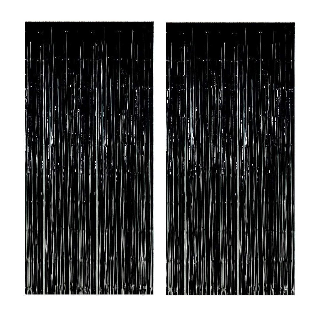 Black Metallic Fringe Tinsel Curtain Backdrop