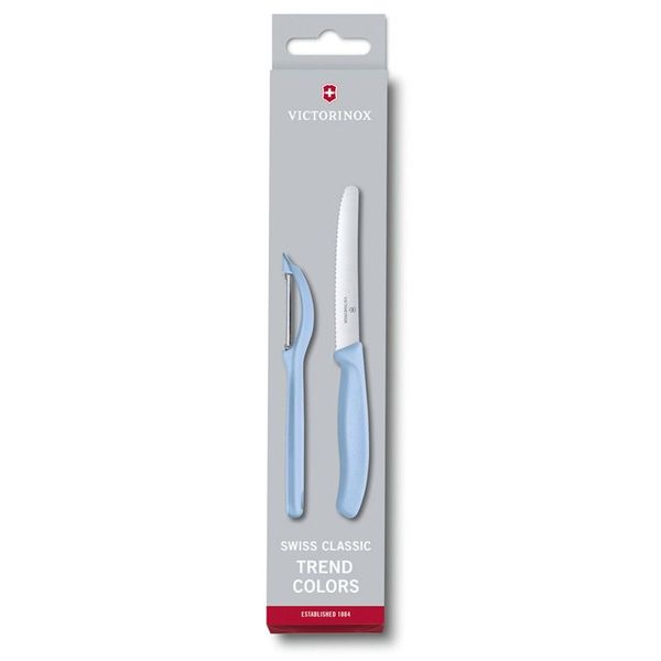 Victorinox Swiss Classic - Paring Knife with Peeler Light Blue - 2 Piece Set