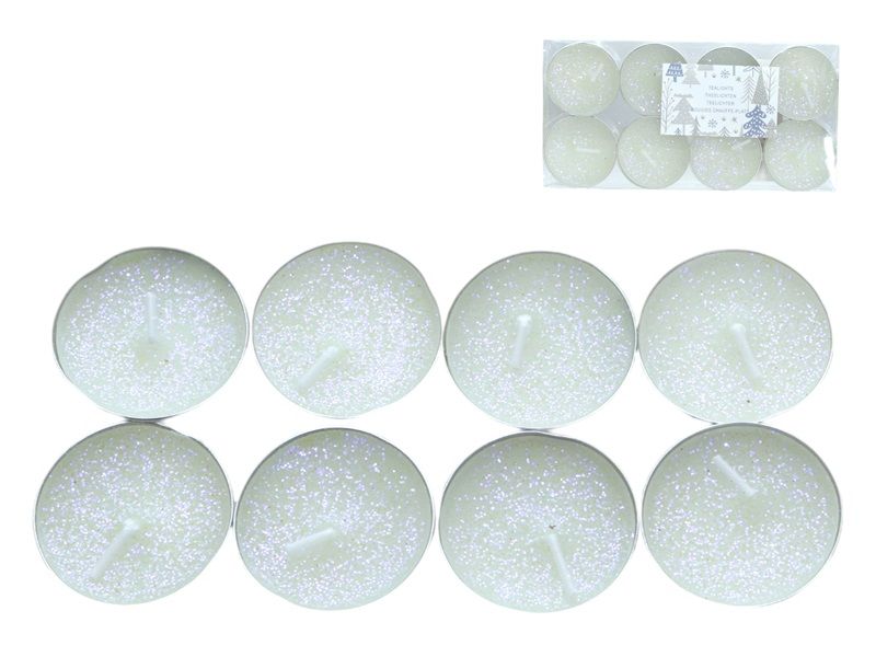 Christmas 8 PC Glitter Tealight Candles