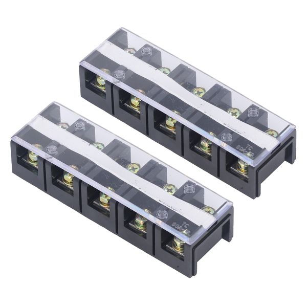 Heavy Duty Terminal Strip 5 Position 600V 60A with Cover for Industrial Use