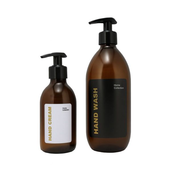 Amber Glass Hand Wash &amp; Hand Cream Dispenser - Set of 2