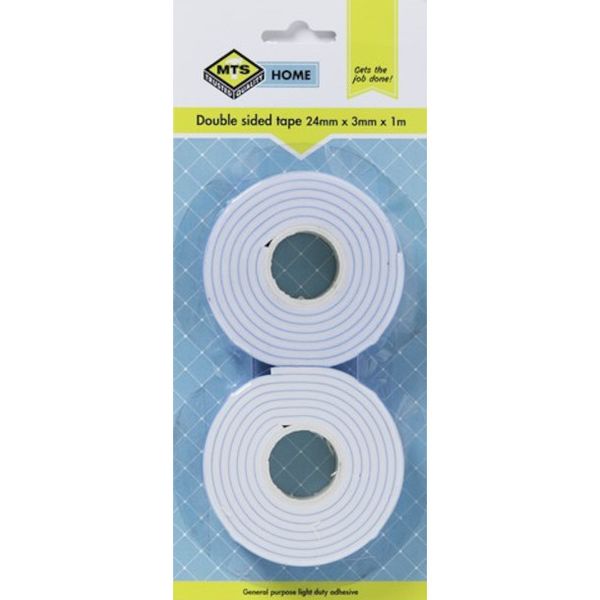 Bulk Pack x 4 MTS - Home Dbl Sided Tape 24mmx3mm 1m 2pc