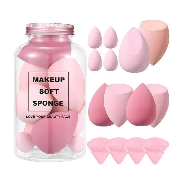 14pieces Makeup Sponge Set with Powder Puffs, Beauty Blenders (Pink)