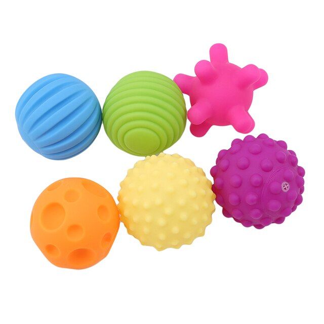 Infant Teether & Squeeze Sensory Colorful Tactile Soft Ball Toy - 6pcs ...